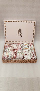 Handblock Printed Waffle Cotton Bathrobe Gift Box for Kids (4-13 Years) – Includes Bath Towel & 2 Hand Towels