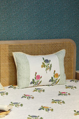Handblock Printed Reversible Paani Jaal Quilted Bedcover with 2 Pillow Covers