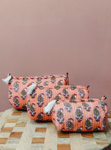Set of 3 cosmetic bag/pouches with waterproof lining