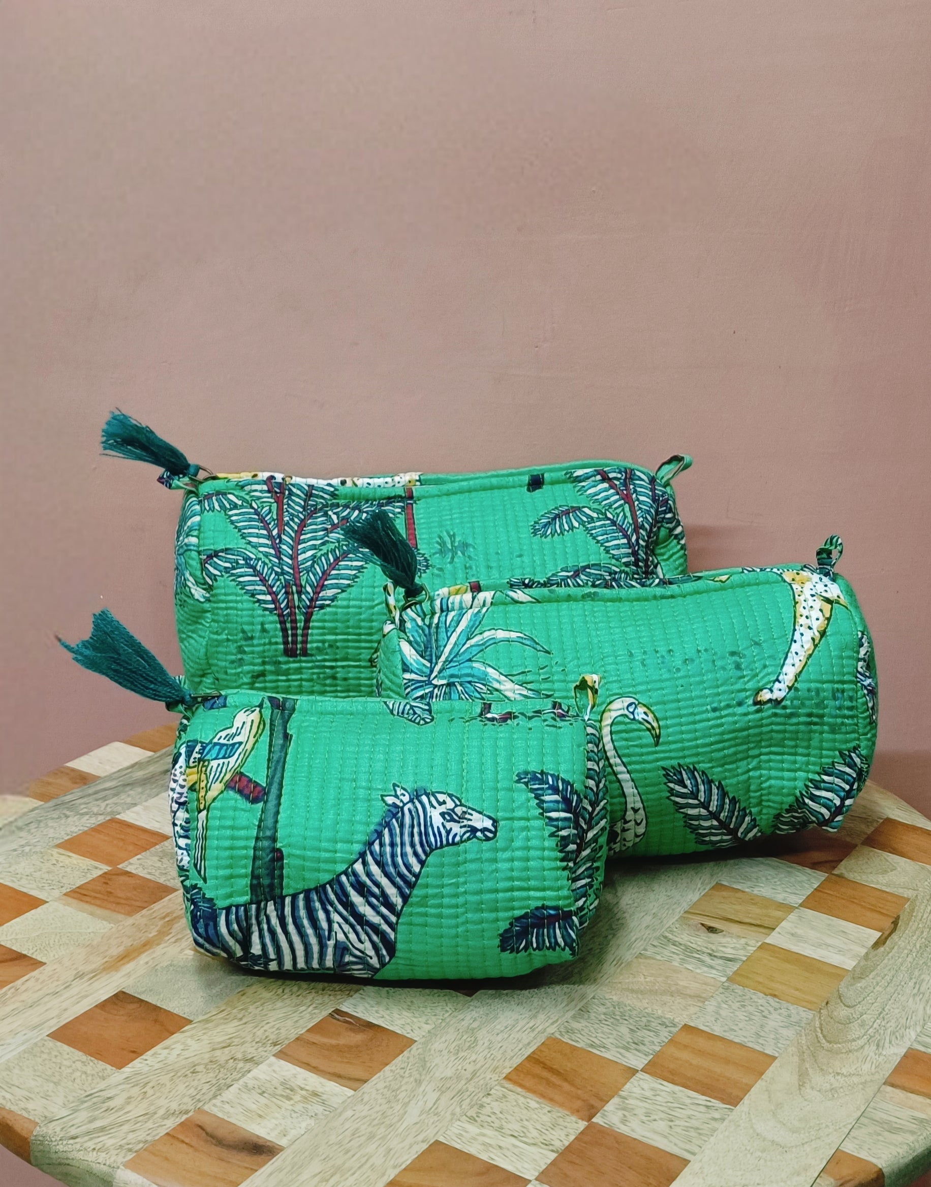 Set of 3 cosmetic bag/pouches with waterproof lining