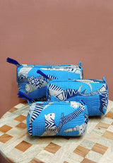 Set of 3 cosmetic bag/pouches with waterproof lining