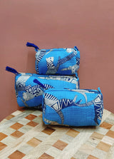 Set of 3 cosmetic bag/pouches with waterproof lining