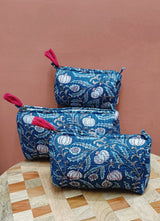 Set of 3 cosmetic bag/pouches with waterproof lining
