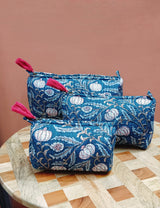 Set of 3 cosmetic bag/pouches with waterproof lining