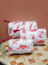 Set of 3 cosmetic bag/pouches with waterproof lining