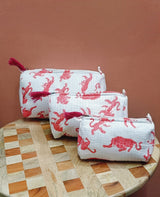 Set of 3 cosmetic bag/pouches with waterproof lining