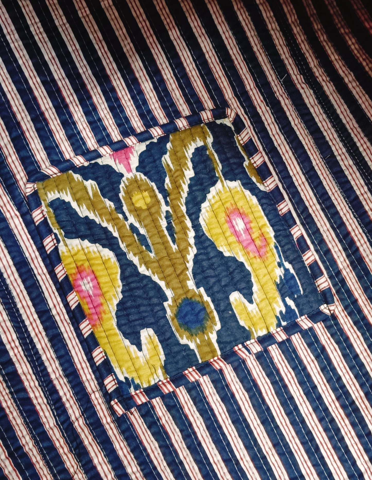 Handblock Printed Quilted Tote Bag without zip/button 17x18x 6 inches