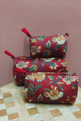 Set of 3 cosmetic bag/pouches with waterproof lining