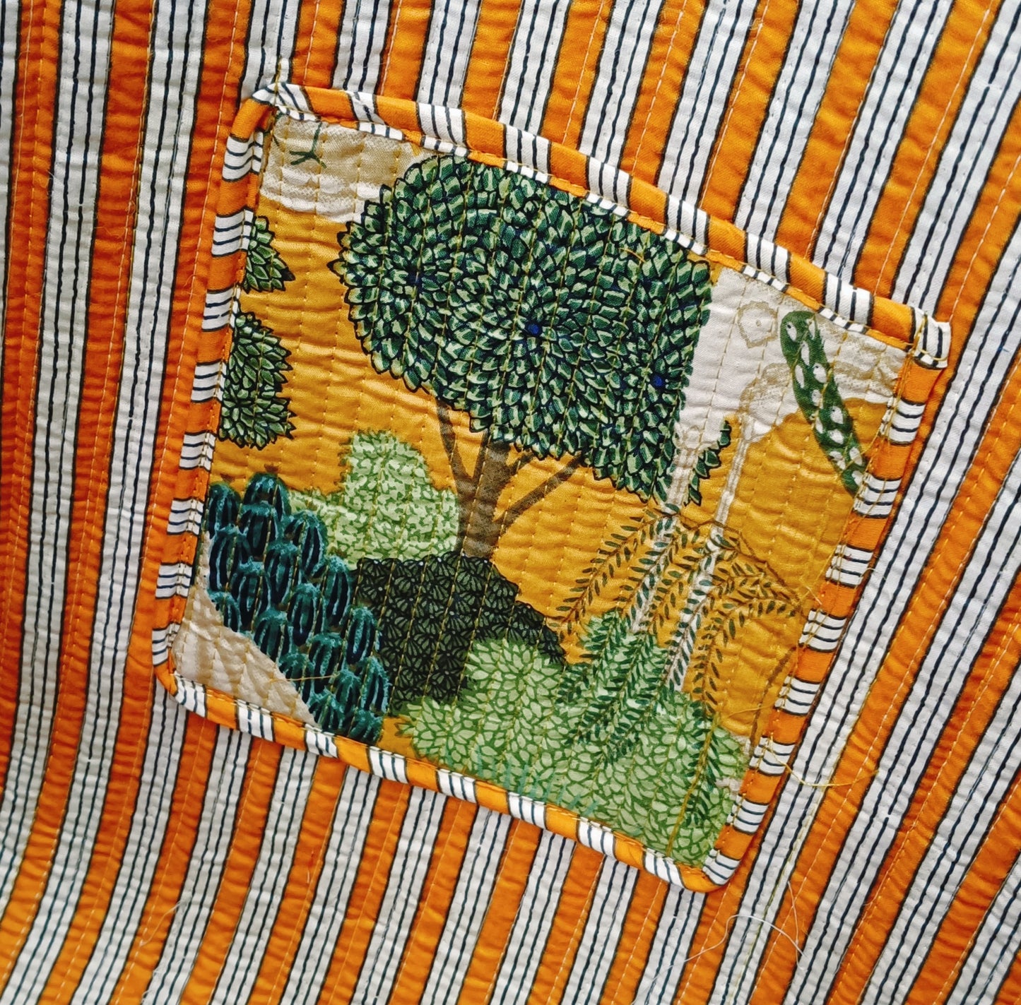 Handblock Printed Quilted Tote Bag without zip/button 17x18x 6 inches