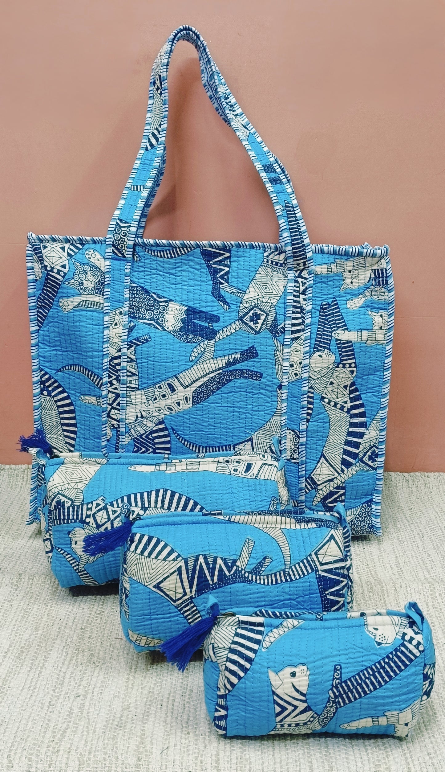 Cotton Tote Bag with Zip & Pouch Combo