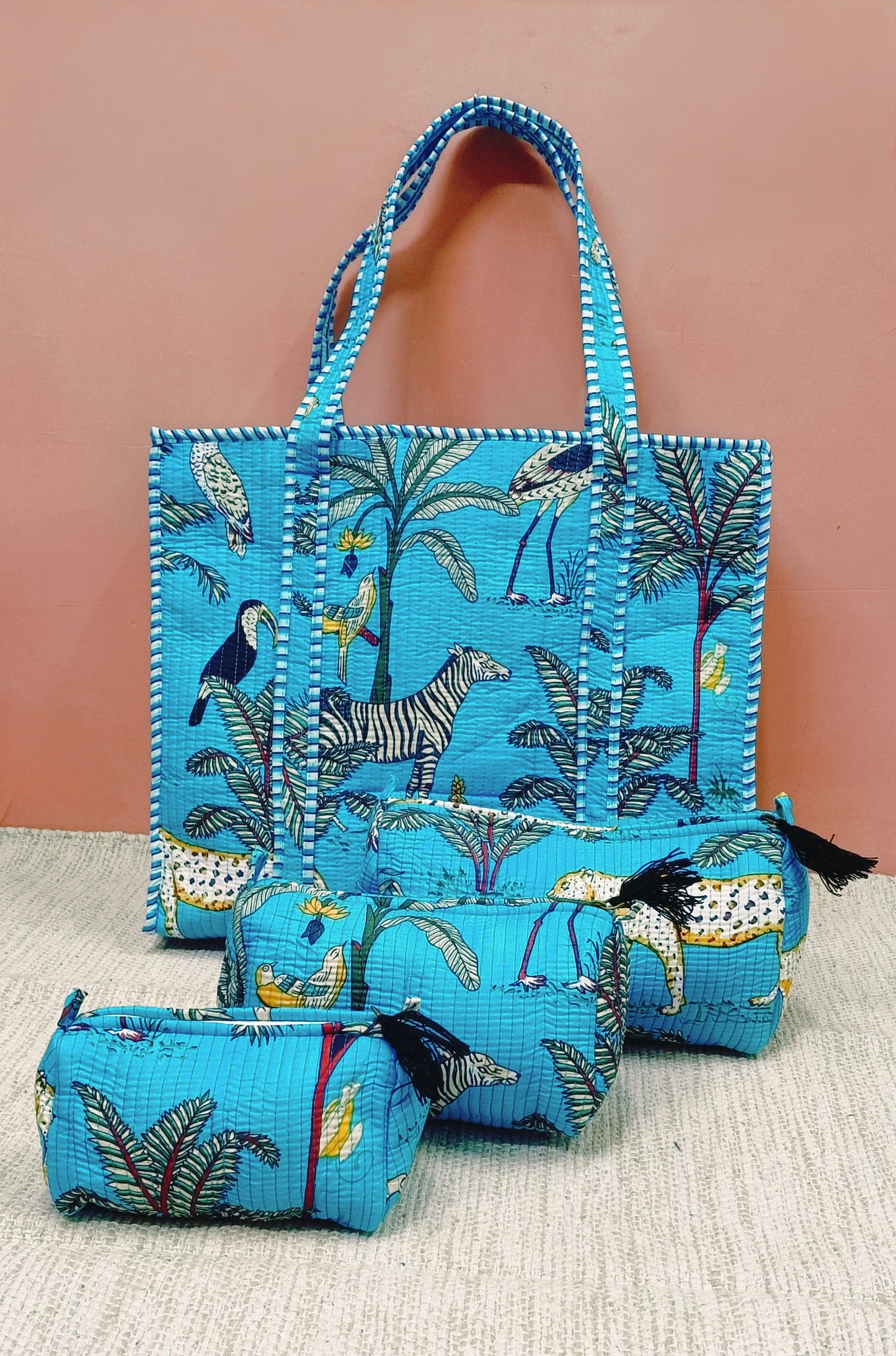 Cotton Tote Bag with Zip & Pouch Combo