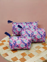 Set of 3 cosmetic bag/pouches with waterproof lining