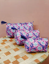 Set of 3 cosmetic bag/pouches with waterproof lining