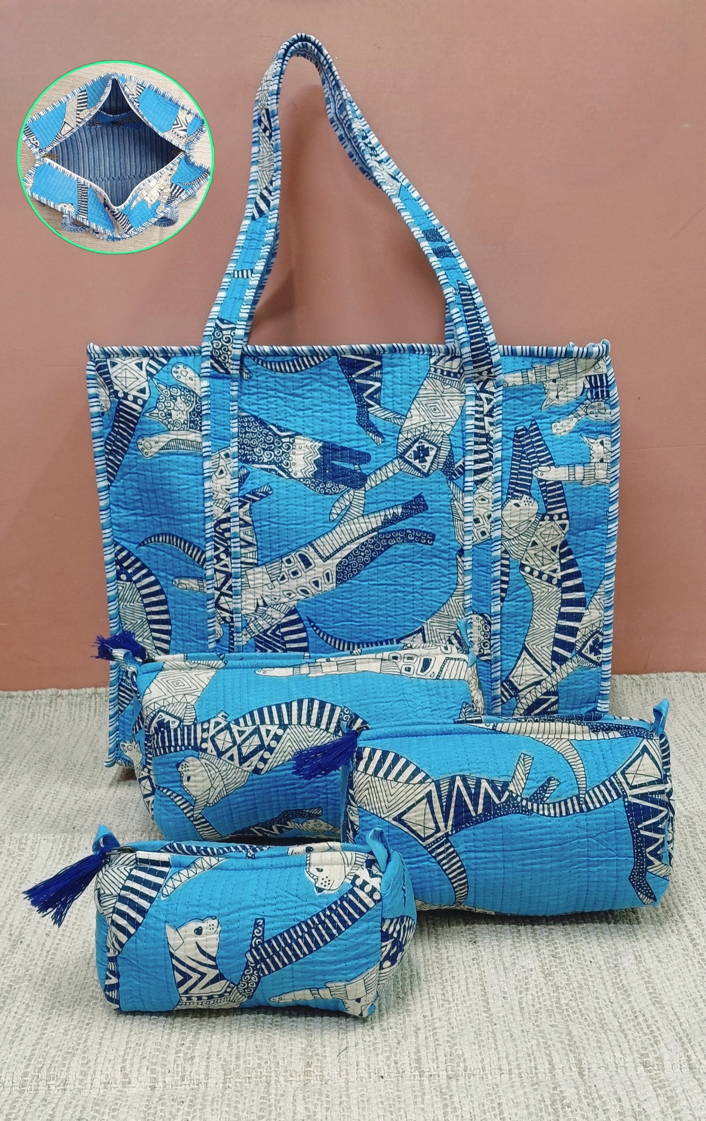 Cotton Tote Bag with Zip & Pouch Combo