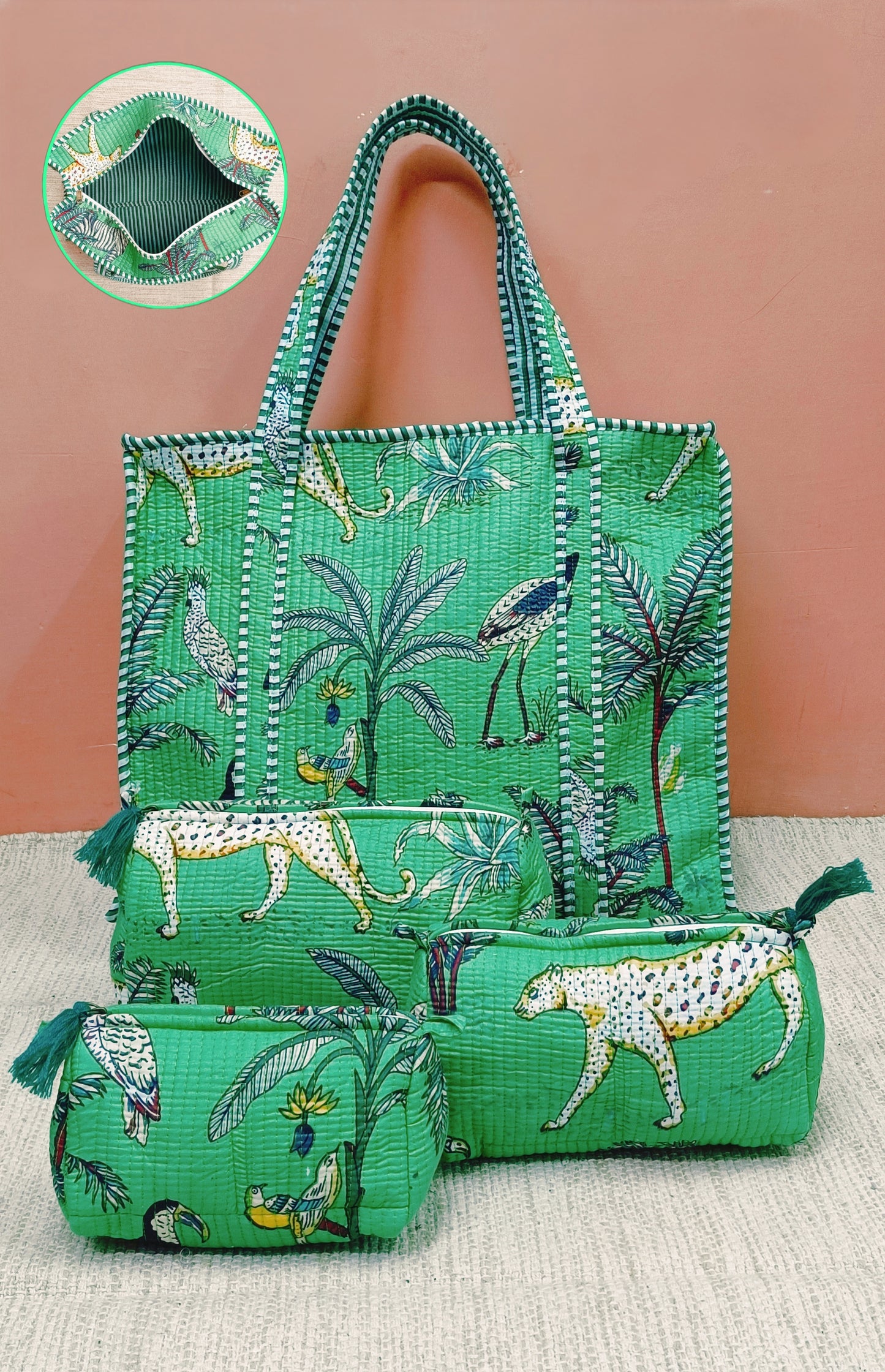 Cotton Tote Bag with Zip & Pouch Combo