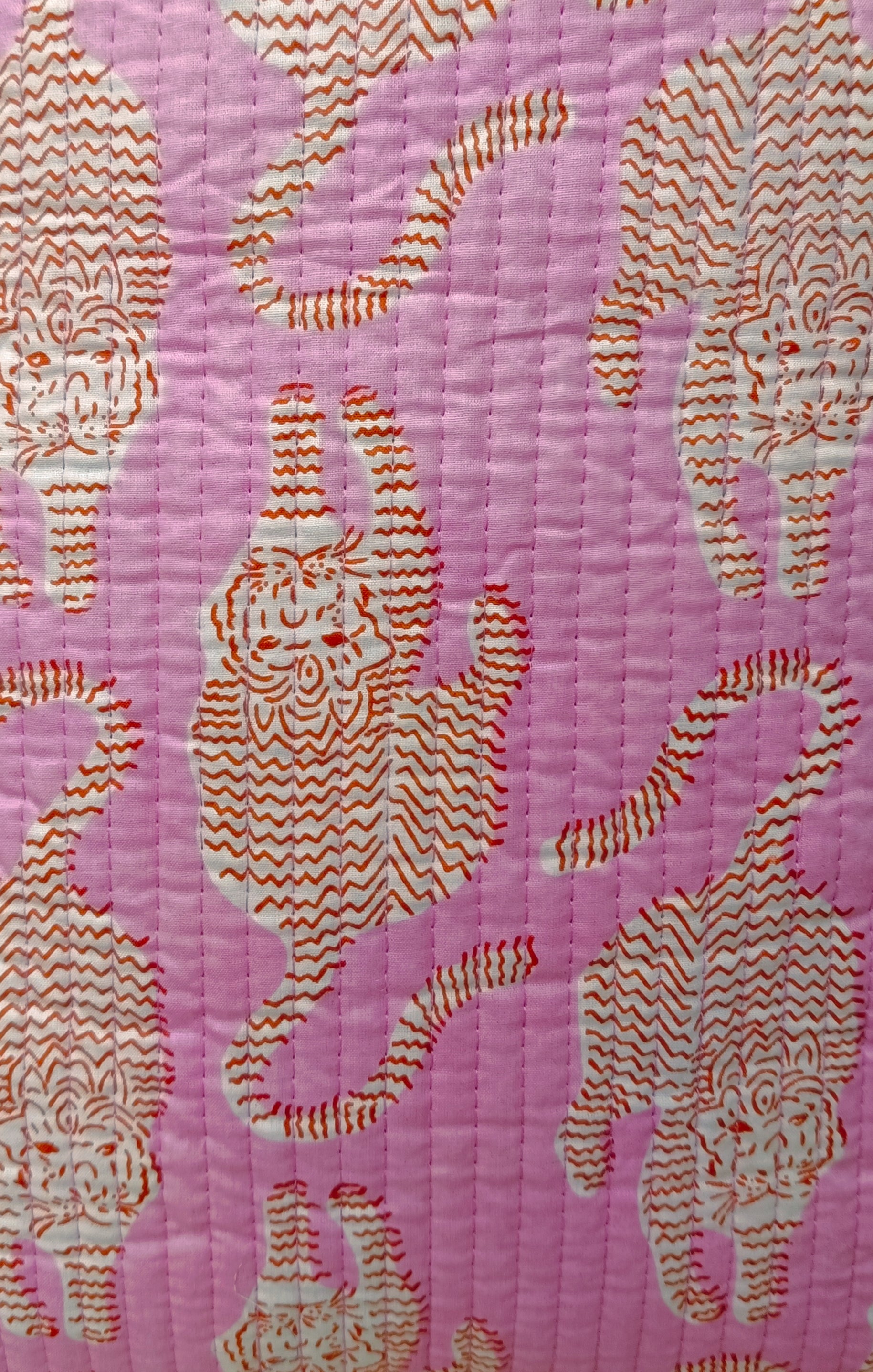 Handblock Printed Quilted Tote Bag without zip/button 17x18x 6 inches
