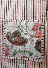 Handblock Printed Quilted Tote Bag without zip/button 17x18x 6 inches