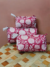 Set of 3 cosmetic bag/pouches with waterproof lining
