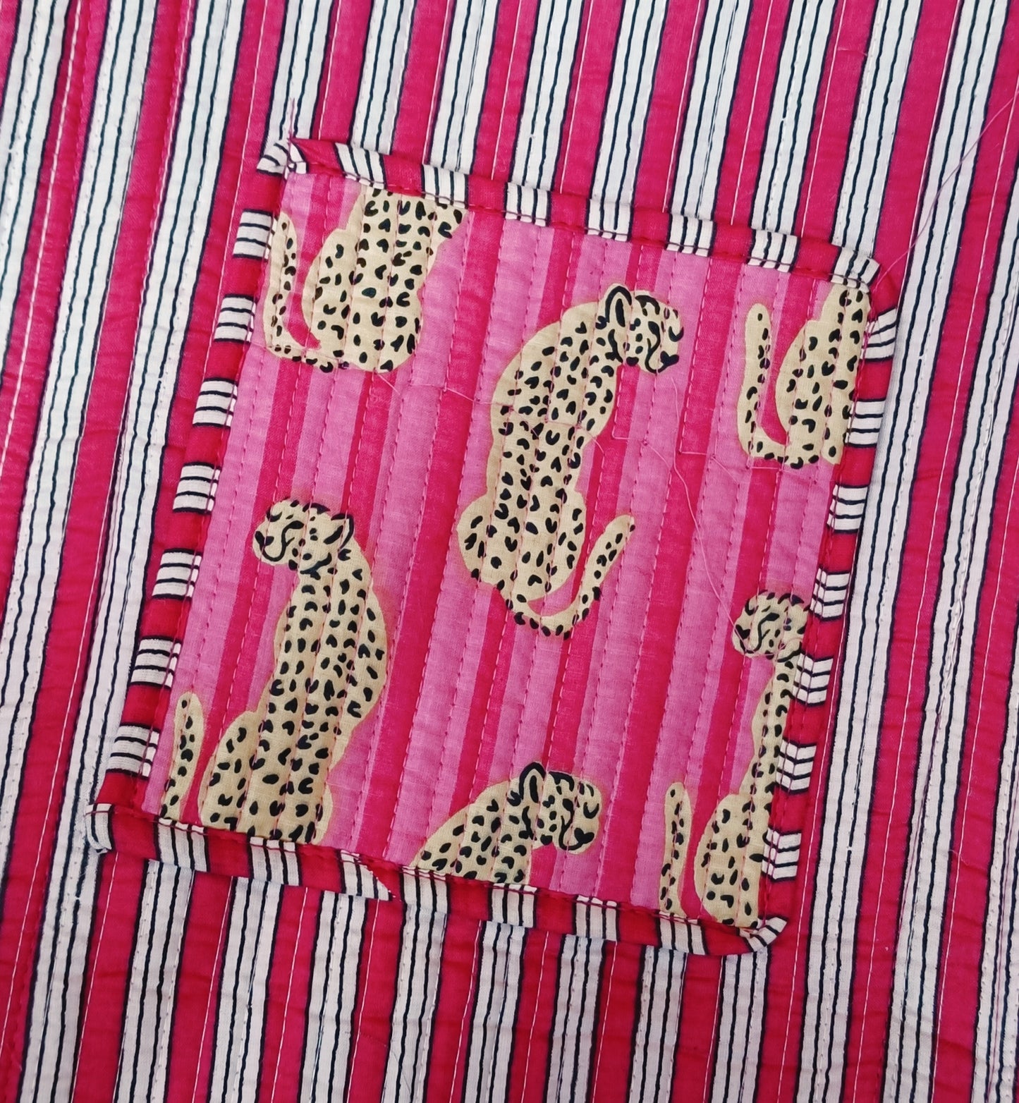 Handblock Printed Quilted Tote Bag without zip/button 17x18x 6 inches