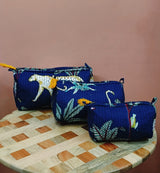 Set of 3 cosmetic bag/pouches with waterproof lining