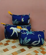 Set of 3 cosmetic bag/pouches with waterproof lining