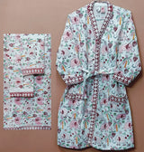 Handblock Printed Waffle Cotton Bathrobe Gift Box for Kids (4-13 Years) – Includes Bath Towel & 2 Hand Towels