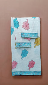 Handblock Printed Waffle Cotton Bathrobe Gift Box for Kids (4-13 Years) – Includes Bath Towel & 2 Hand Towels