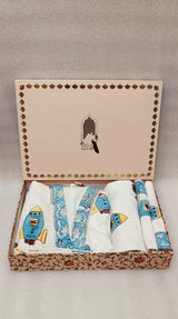 Handblock Printed Waffle Cotton Bathrobe Gift Box for Kids (4-13 Years) – Includes Bath Towel & 2 Hand Towels