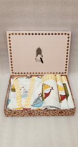 Handblock Printed Waffle Cotton Bathrobe Gift Box for Kids (4-13 Years) – Includes Bath Towel & 2 Hand Towels