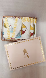 Handblock Printed Waffle Cotton Bathrobe Gift Box for Kids (4-13 Years) – Includes Bath Towel & 2 Hand Towels