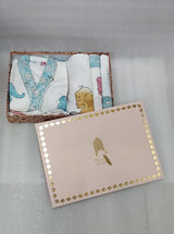 Handblock Printed Waffle Cotton Bathrobe Gift Box for Kids (4-13 Years) – Includes Bath Towel & 2 Hand Towels