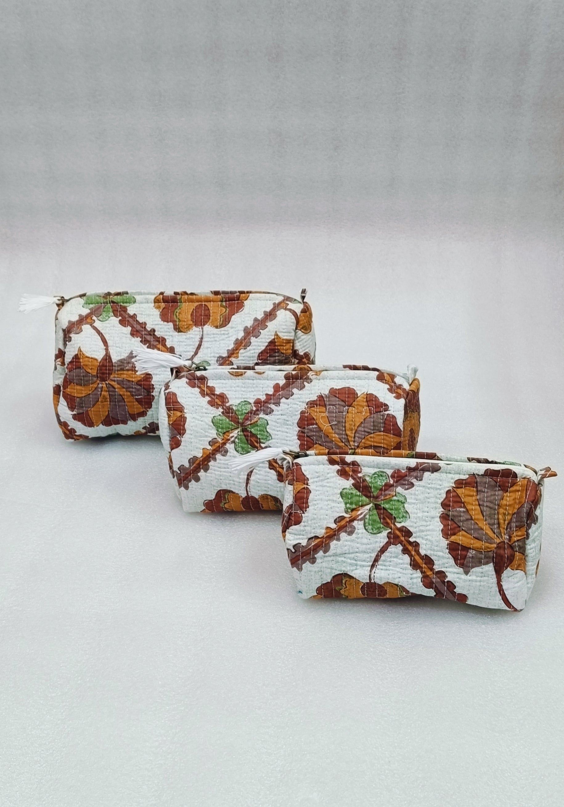 Set of 3 cosmetic bag/pouches with waterproof lining