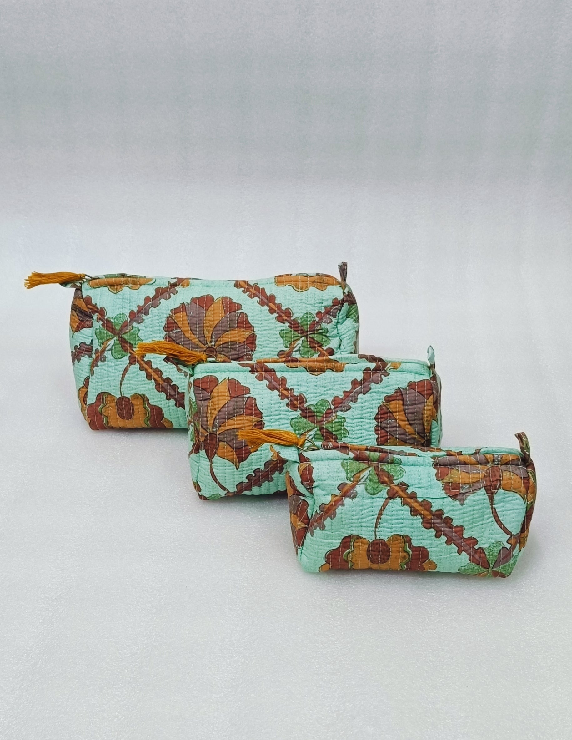 Set of 3 cosmetic bag/pouches with waterproof lining