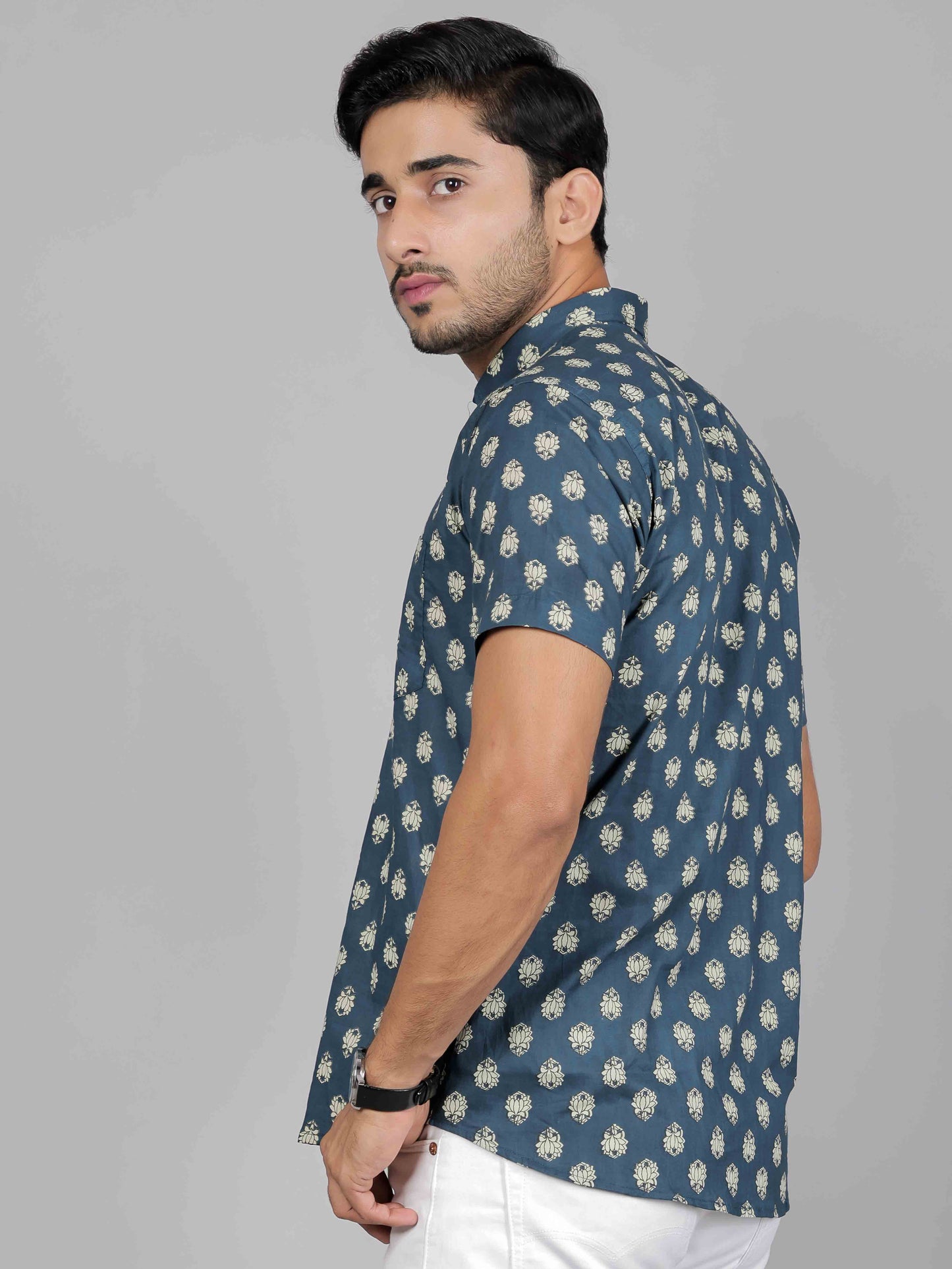 Men by House of Gulab Short Sleeves Cotton Shirt