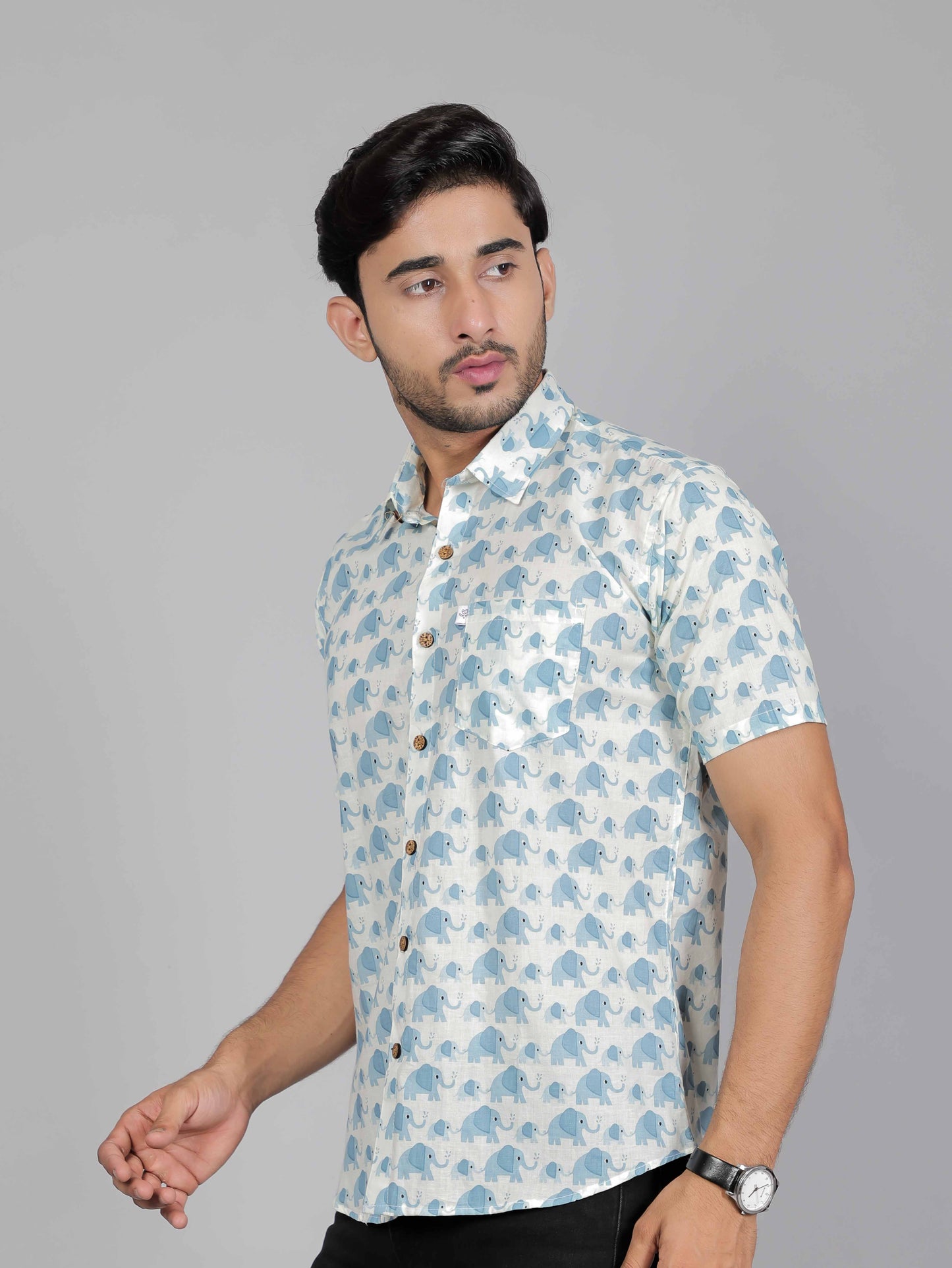 Men by House of Gulab Short Sleeves Cotton Shirt