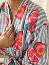 Cotton Kimono Handblock Printed Unisex Bathrobe - Free Size
