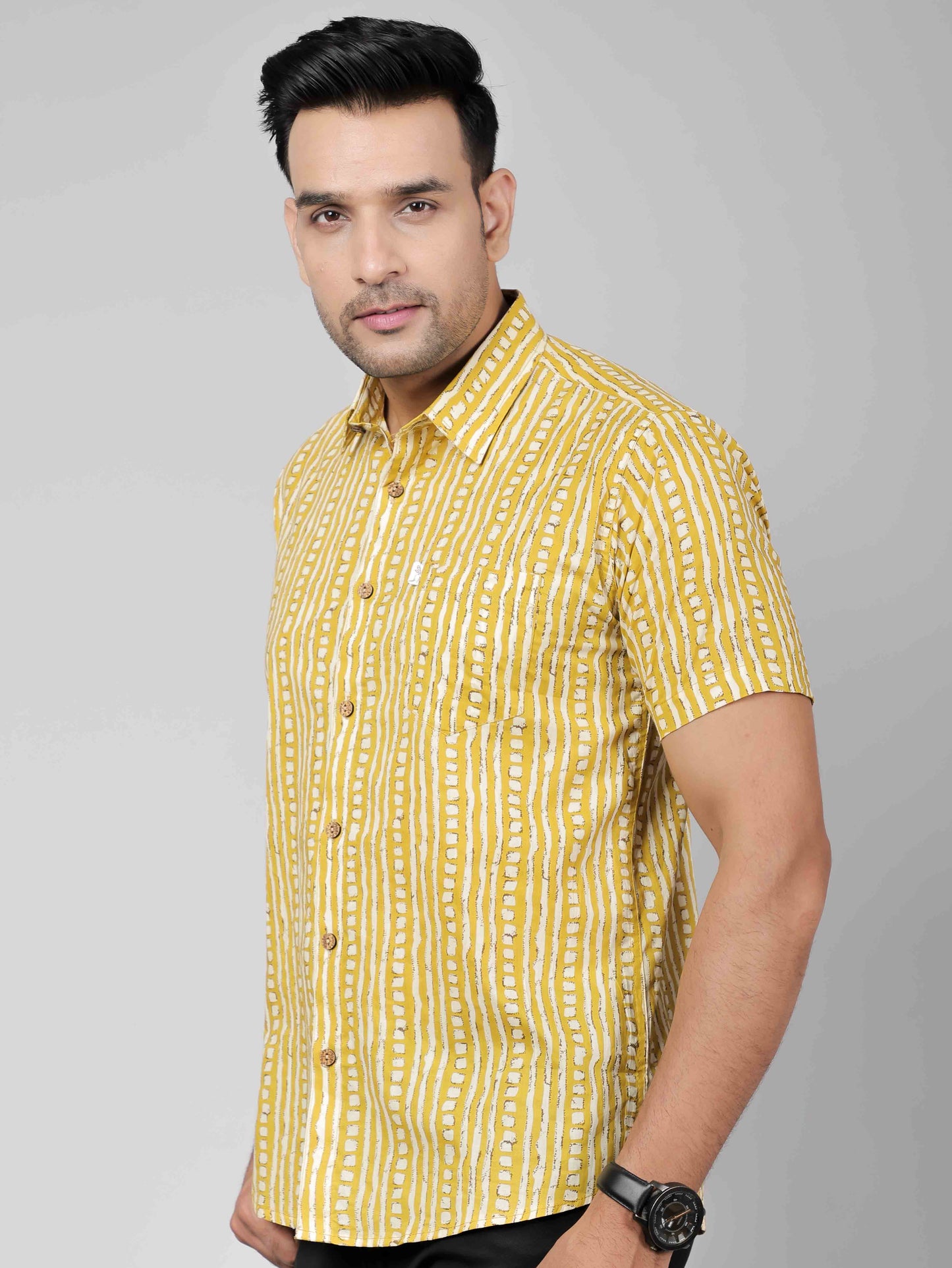 Men by House of Gulab Short Sleeves Cotton Shirt