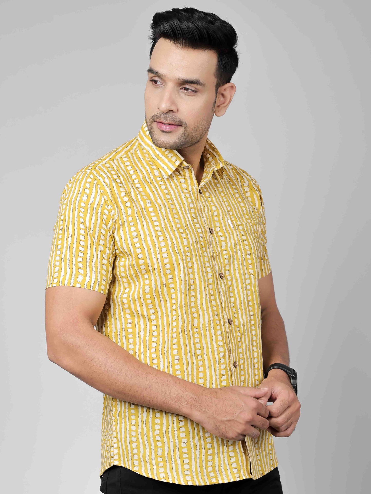 Men by House of Gulab Short Sleeves Cotton Shirt