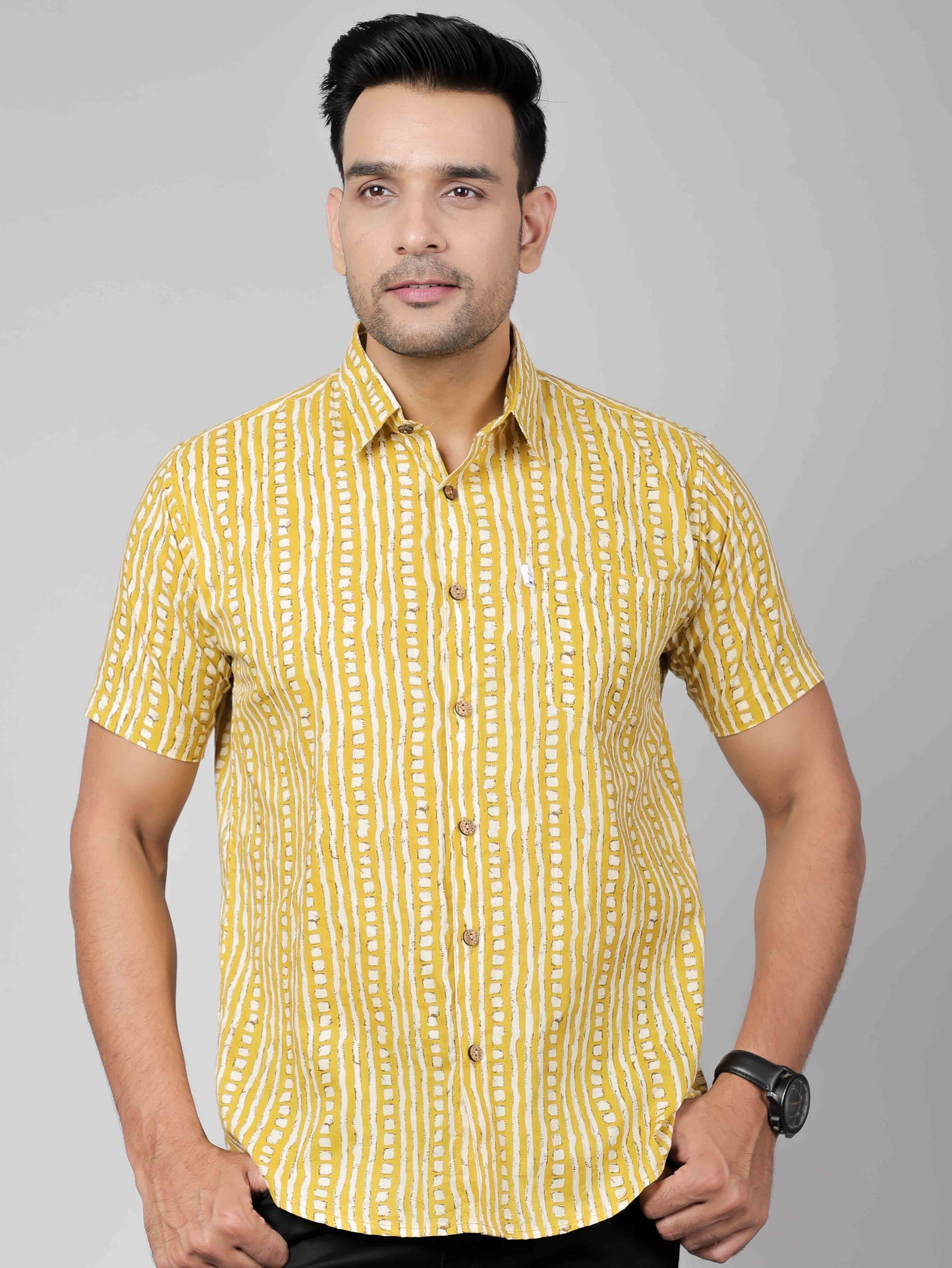 Men by House of Gulab Short Sleeves Cotton Shirt