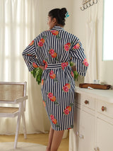 Cotton Kimono Handblock Printed Unisex Bathrobe - Free Size