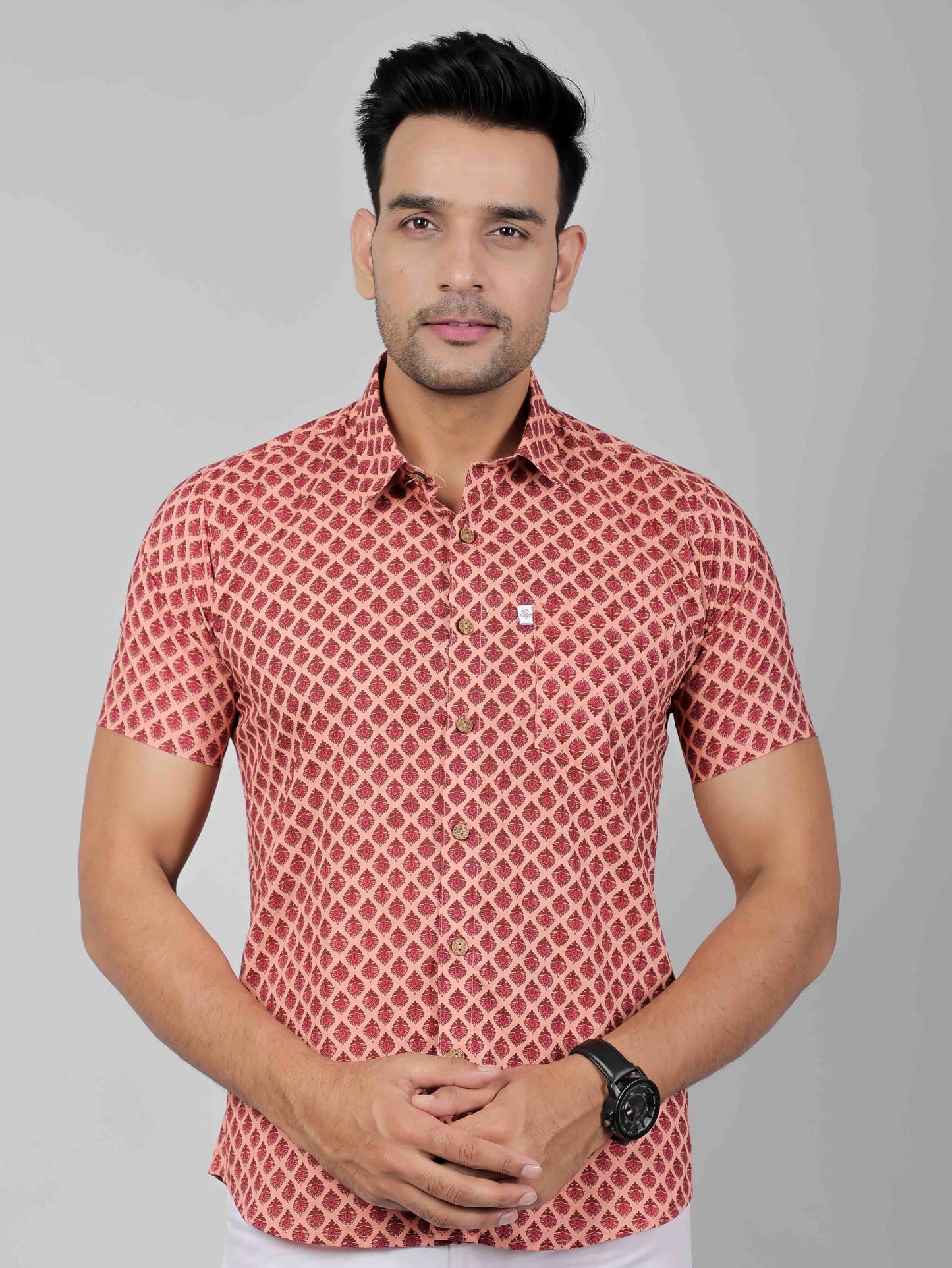 Men by House of Gulab Short Sleeves Cotton Shirt
