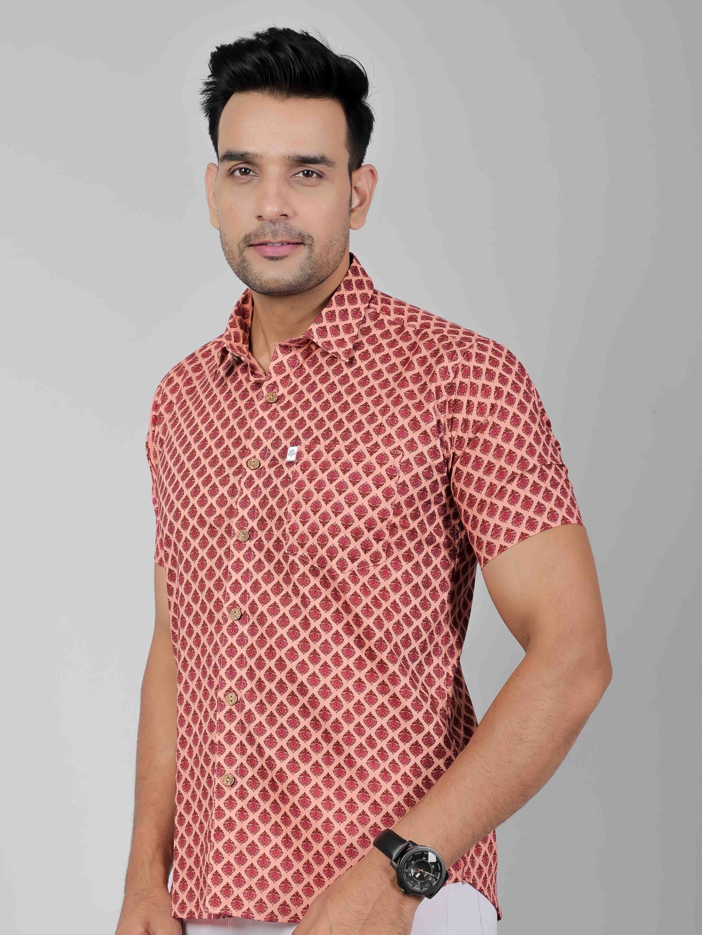 Men by House of Gulab Short Sleeves Cotton Shirt