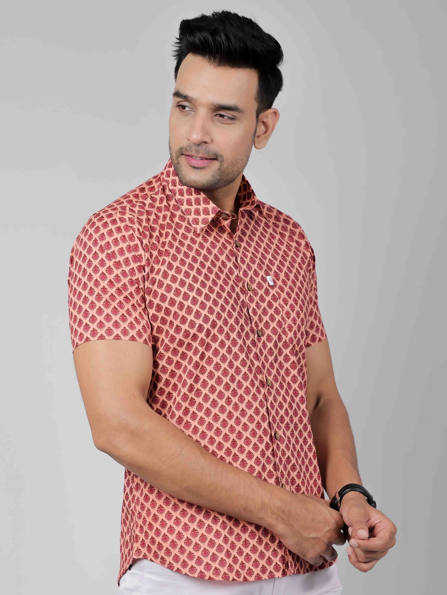 Men by House of Gulab Short Sleeves Cotton Shirt