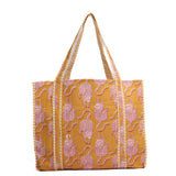 Handblock Printed Quilted Tote Bag without zip/button 17x18x 6 inches