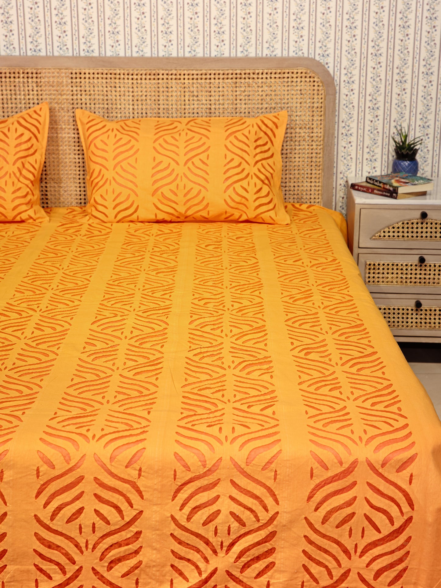 Applique cut work cotton Bedcover with 2 Pillow Covers