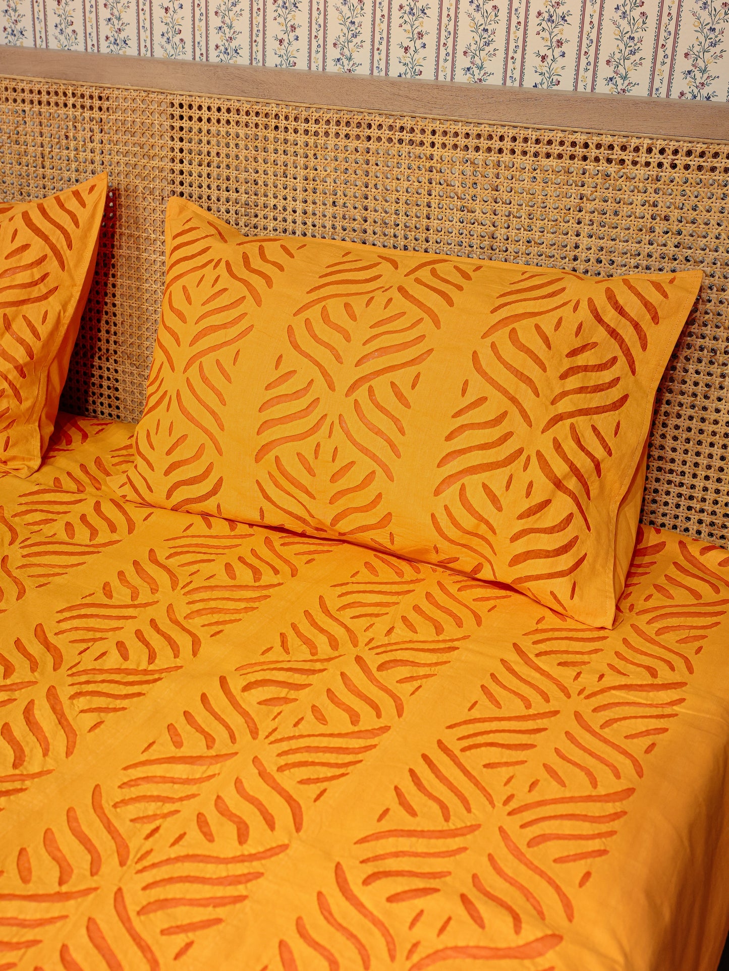 Applique cut work cotton Bedcover with 2 Pillow Covers