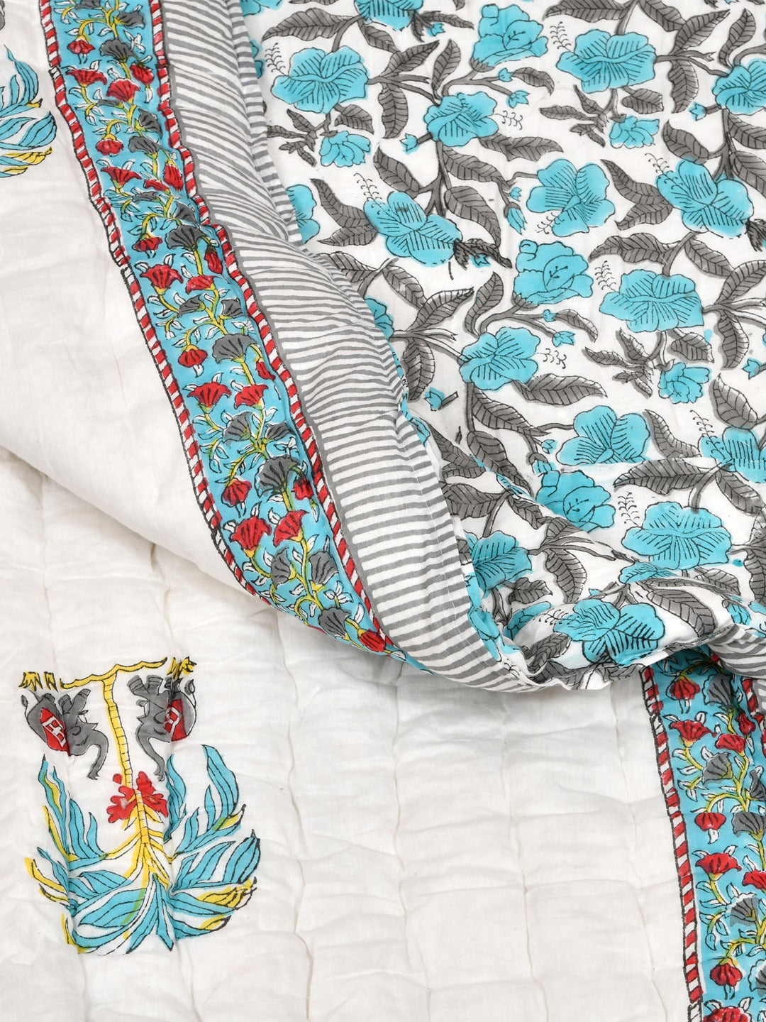 Double King Handblock printed Cotton Jaipuri Razai/Quilt