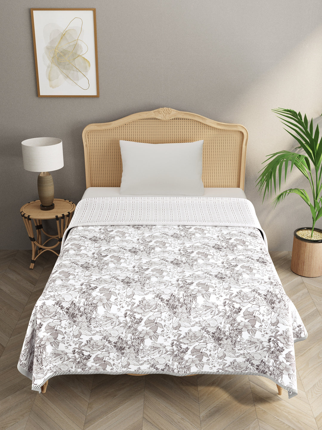 Single Bed Floral Print Reversible Dohar/AC Blanket