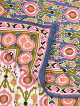 Ikat Printed Reversible Single Bed Cotton Quilt with cotton filling