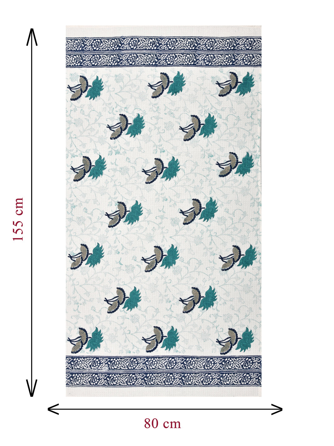 Hand Block Printed Honey Comb Cotton Bath Towel17060210